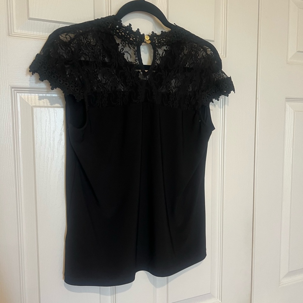 Anne Klein Black Lace Embellished Blouse